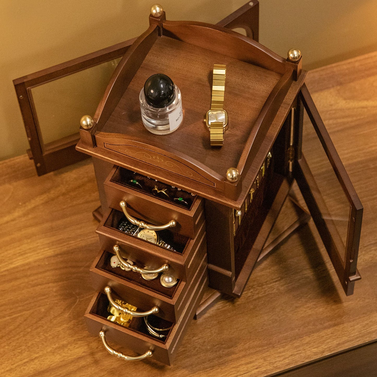 Rotatable Wooden Jewelry Box with Magic Theme SKU 21173