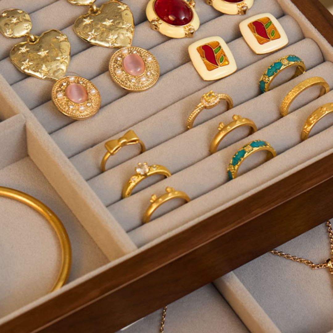 Wooden Jewelry Box Organizer with Drawers and Lock SKU 21166