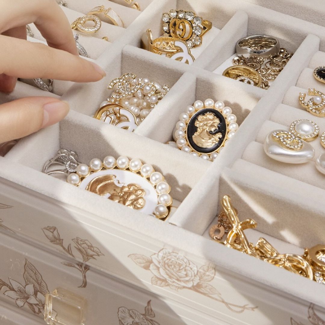 Jewelry Box Organizer with Drawers and Glass Surface SKU 21161