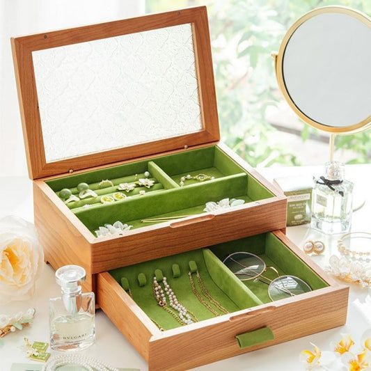 Solid Walnut and Cherry Wood Jewelry Box SKU 21086