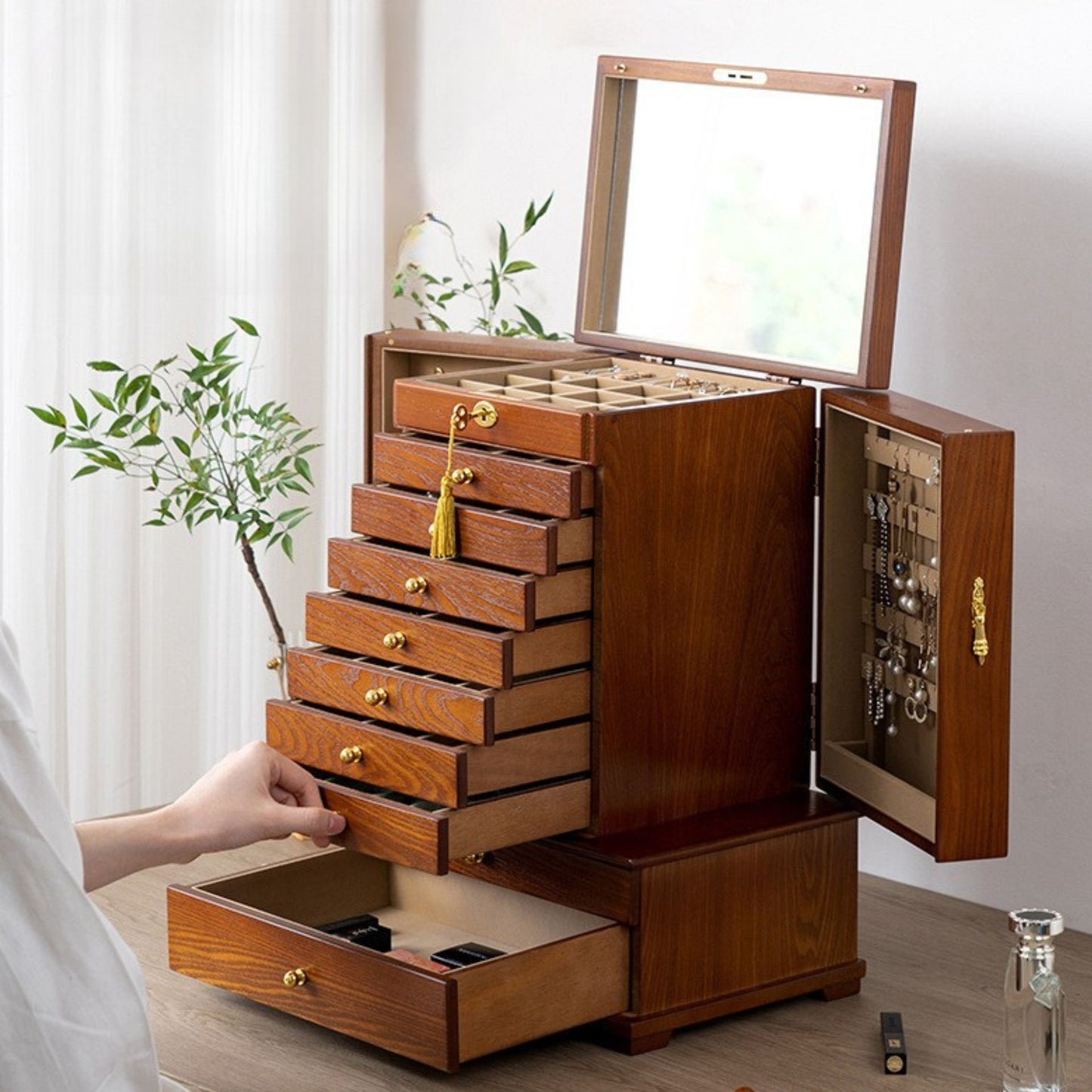 18 Inch Extra Large Wooden Jewelry Box Organizer SKU 21151