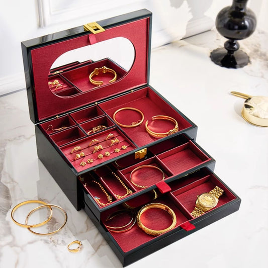 Piano Finish Wooden Jewelry Box with Drawer SKU 21158