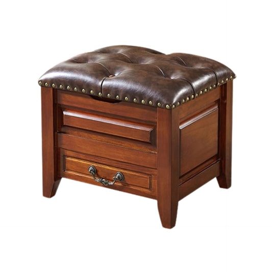 Solid Wood Upholstered Stool Ottoman with Storage SKU 52002