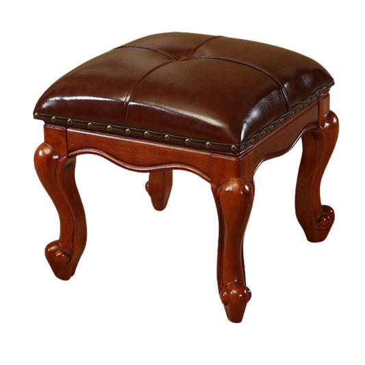 Square Wooden Upholstered Accent Stool Ottoman SKU 52007