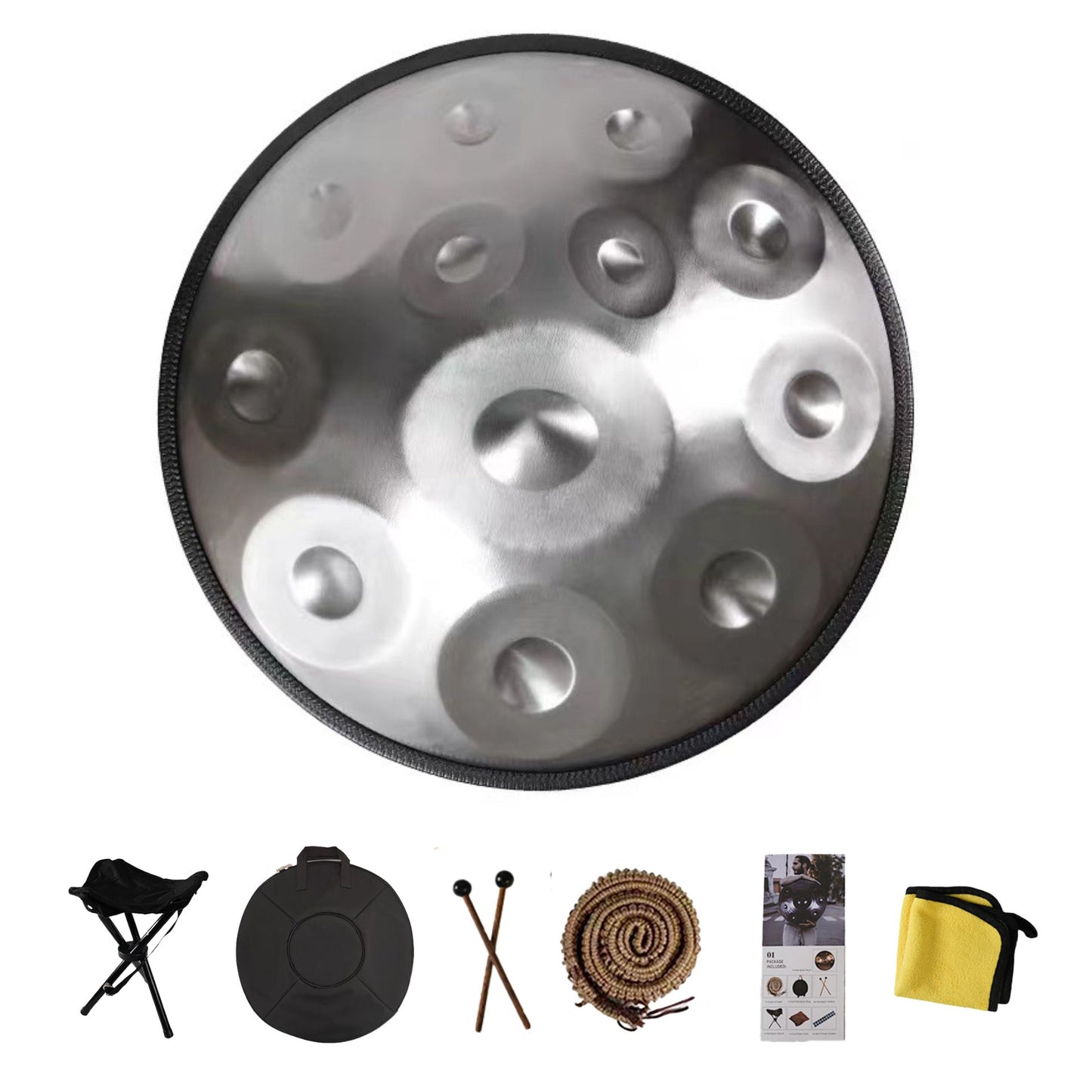 22 Inch 12 Note Handpan Drum in D Minor with Stand SKU 66004