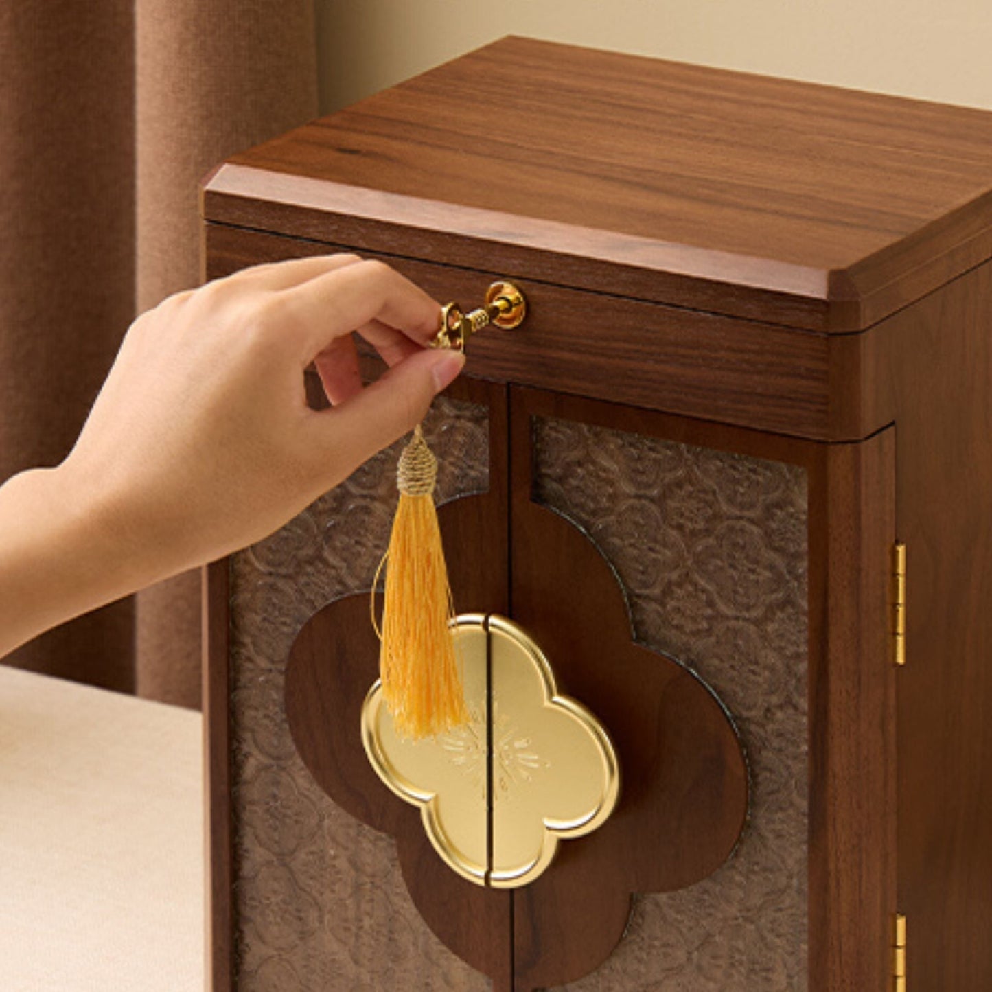 Cabinet Style Wooden Jewelry Box with Lock SKU 21140