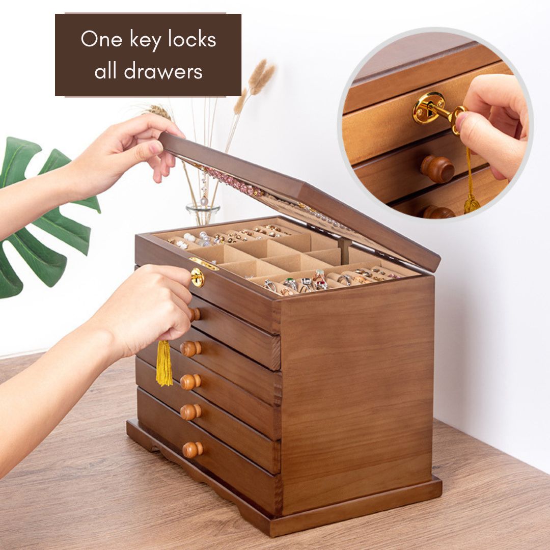 Large Wooden Jewelry Box Organizer for Women SKU 21061