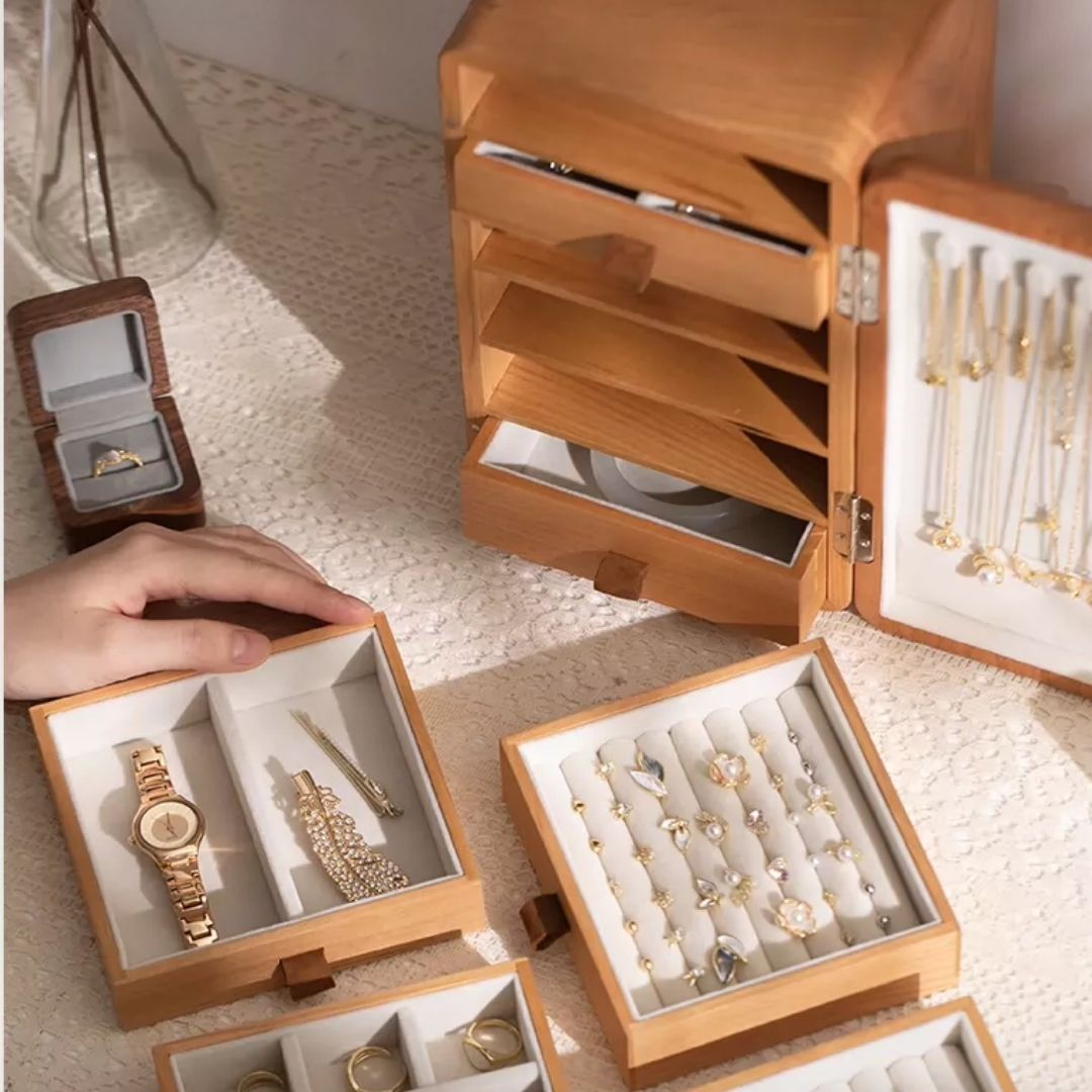 Solid Walnut and Cherry Wood Jewelry Box SKU 21079