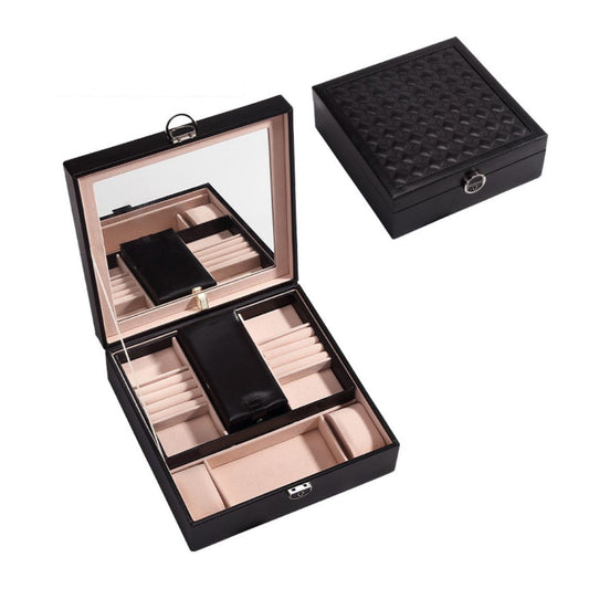 Leather Jewelry Box Organizer with Mirror for Women SKU 21068