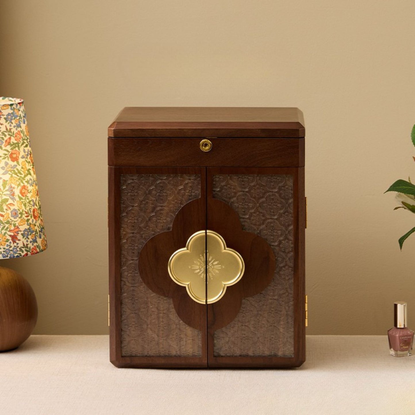 Cabinet Style Wooden Jewelry Box with Lock SKU 21140