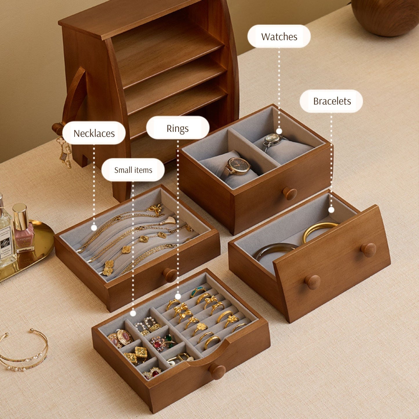 Solid Wood Cute Happy Face Jewelry Box SKU 21113