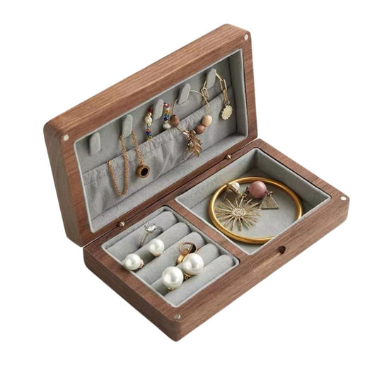 Small Wooden Jewelry Box Organizer for Home and Travel SKU 21062