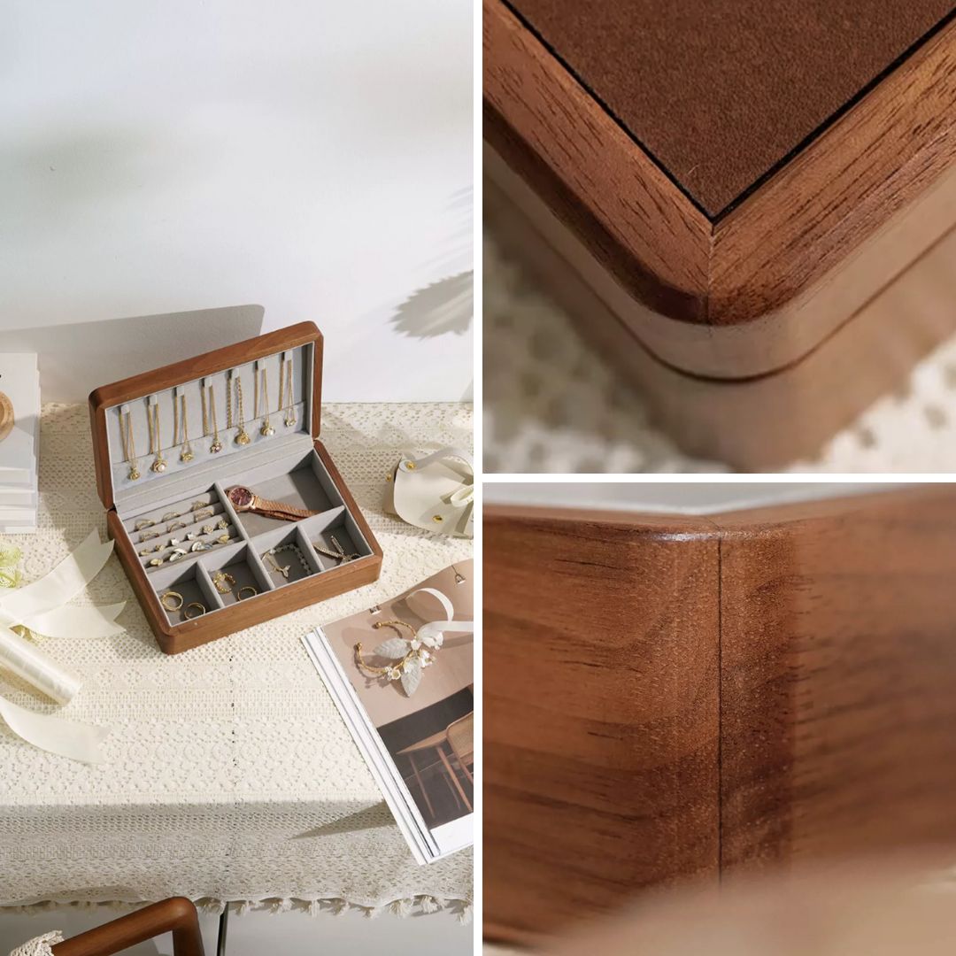 Solid Walnut and Cherry Wood Jewelry Box SKU 21080