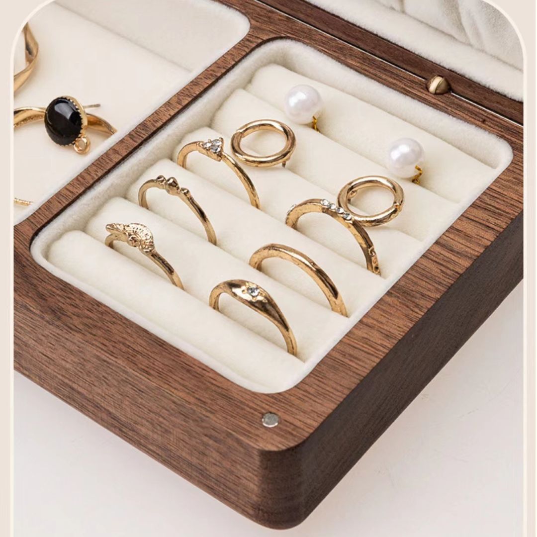 Small Wooden Jewelry Box Organizer for Home and Travel SKU 21062