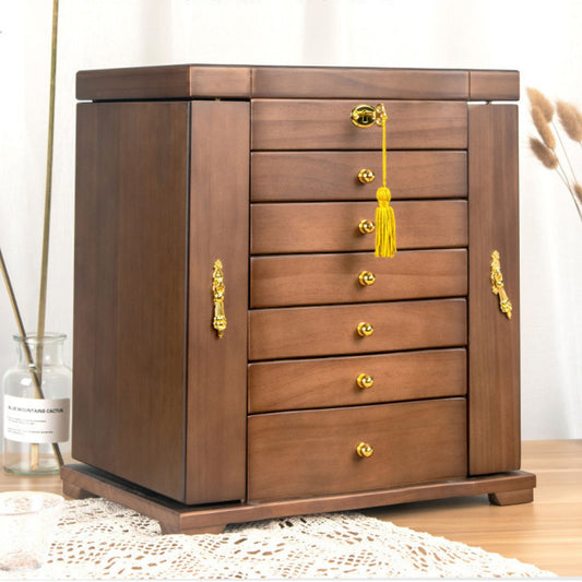 14 Inch Large Wooden Jewelry Box with Drawers SKU 21154