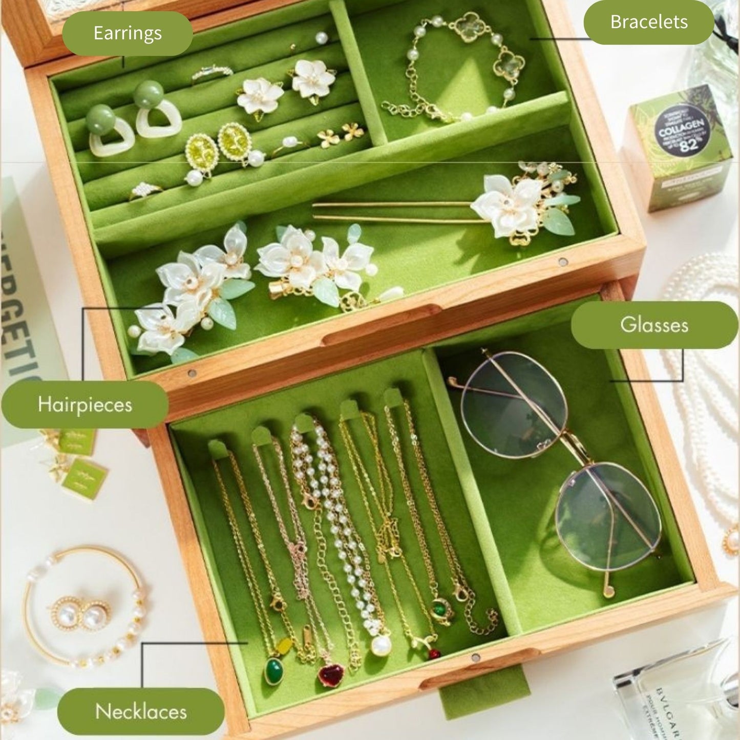 Solid Walnut and Cherry Wood Jewelry Box SKU 21086