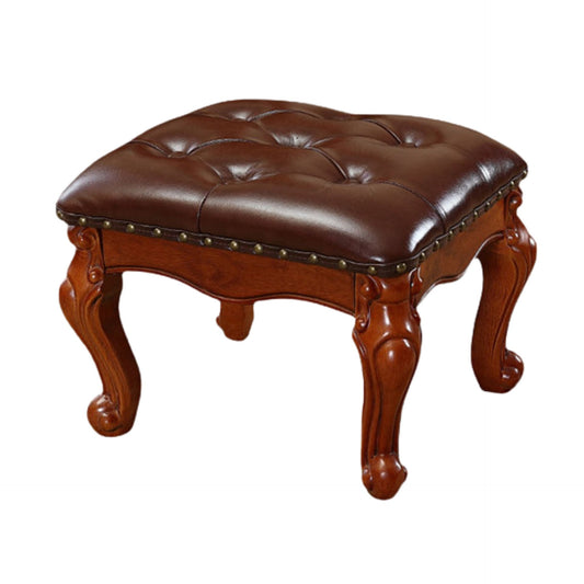 Solid Wood Upholstered Accent Stool Ottoman SKU 52011