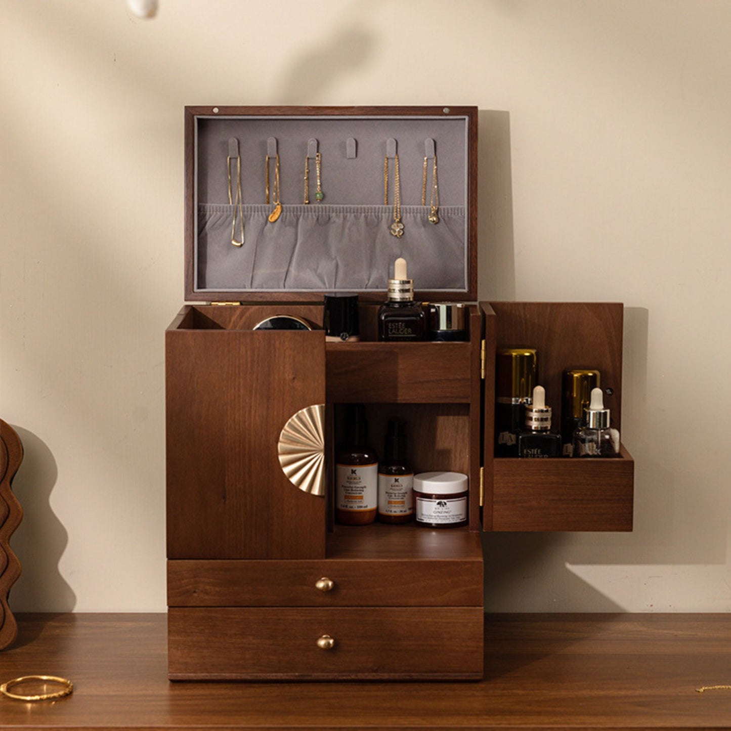 Large Wooden Jewelry and Cosmetic Organizer SKU 21141