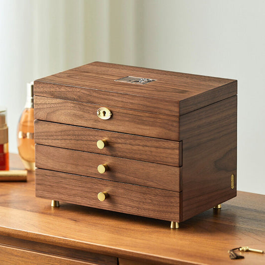 Lockable Wooden Jewelry Box Organizer with Drawers SKU 21155