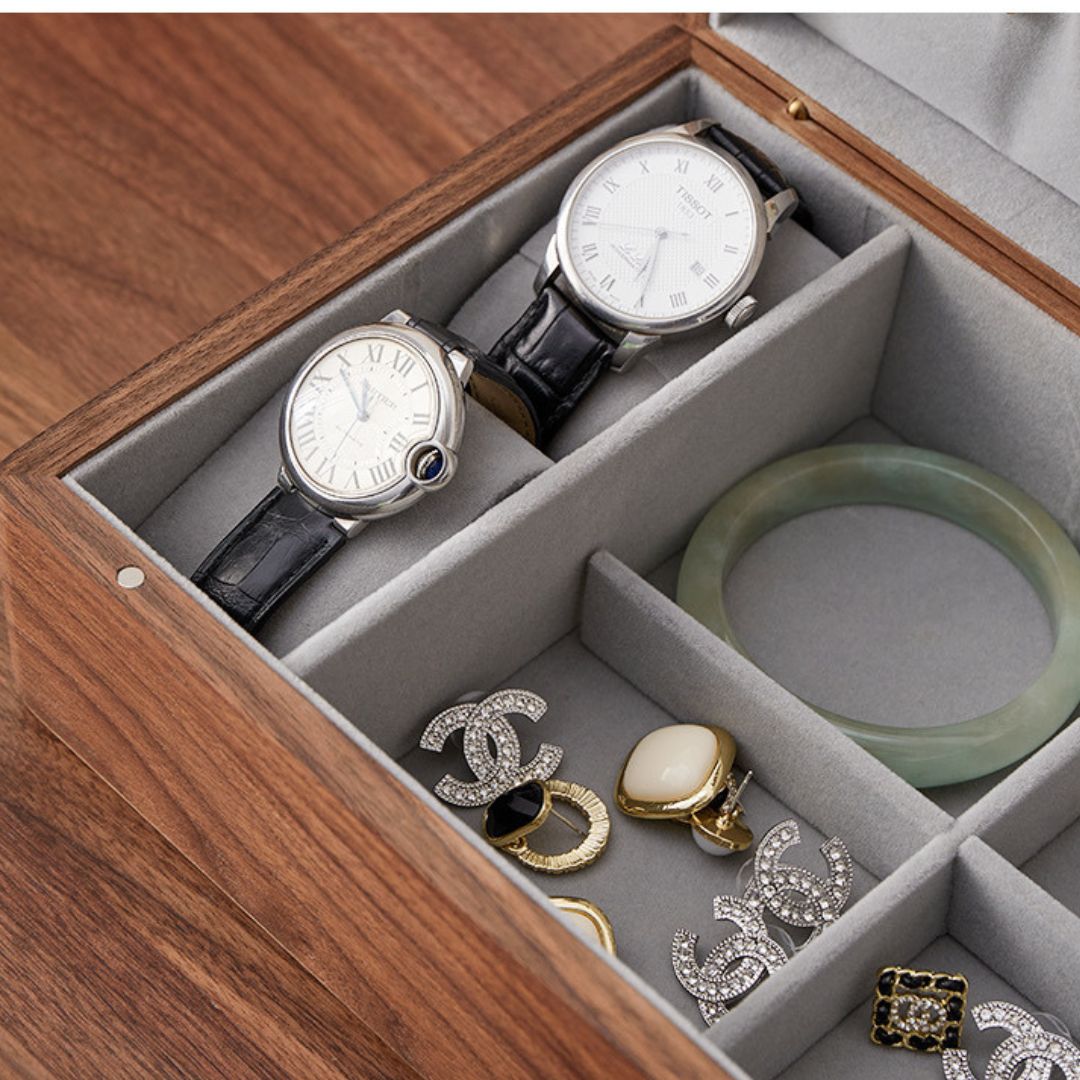 Solid Walnut Wood Jewelry Box with Removable Tray SKU 21063
