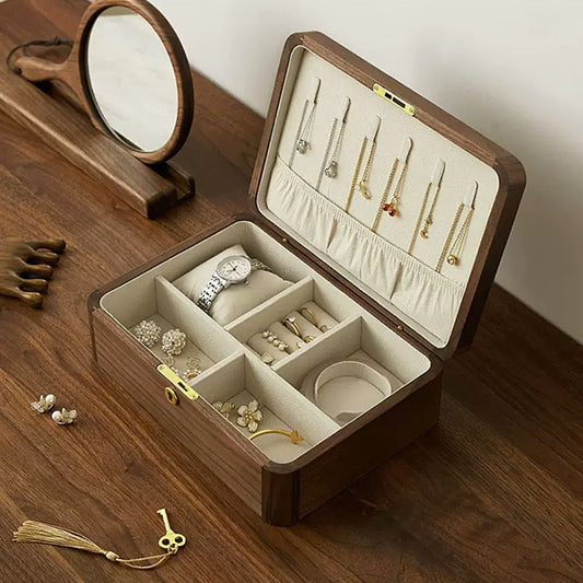 Solid Walnut Wood Jewelry Box For Women SKU 21082