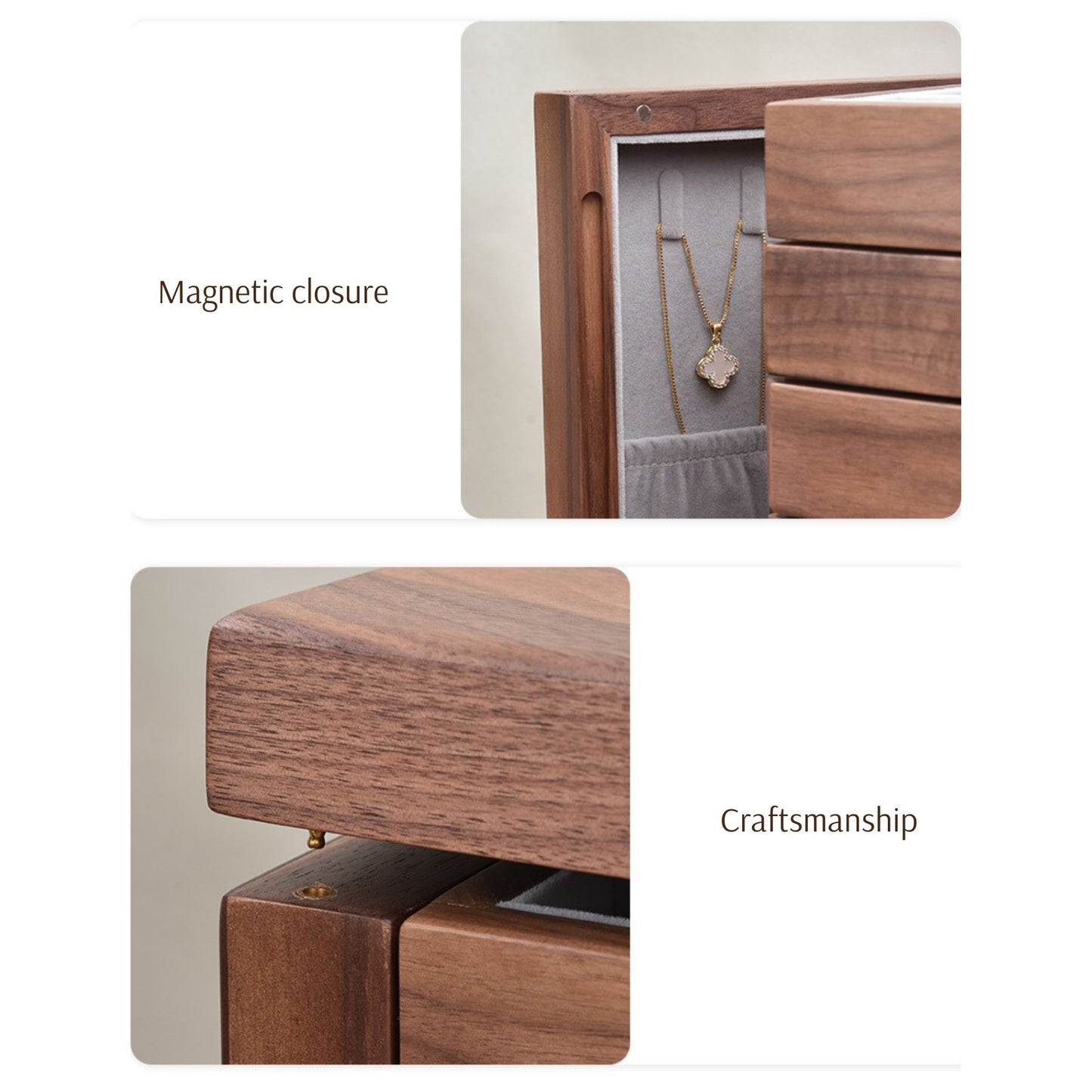 Premium Large Solid Wood Jewelry Box with Drawers SKU 21114