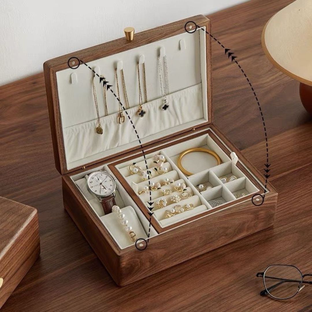 Solid Walnut Wood Jewelry Box with Removable Tray SKU 21063