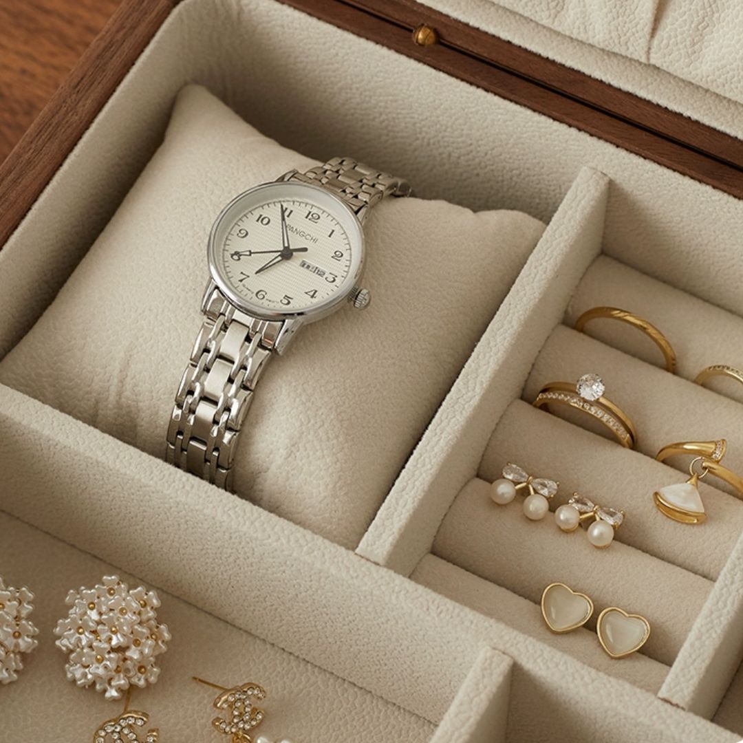 Solid Walnut Wood Jewelry Box For Women SKU 21082