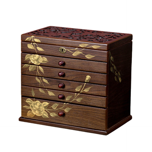 Wooden Jewelry Box with Hand Painted Decoration SKU 21143