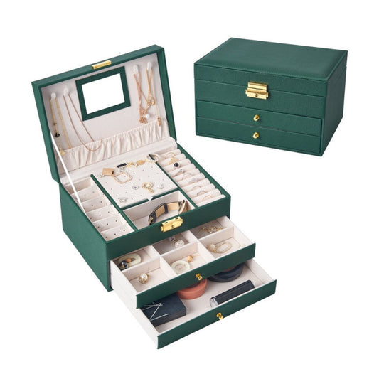 Lockable Leather Jewelry Box Organizer for Women SKU 21065