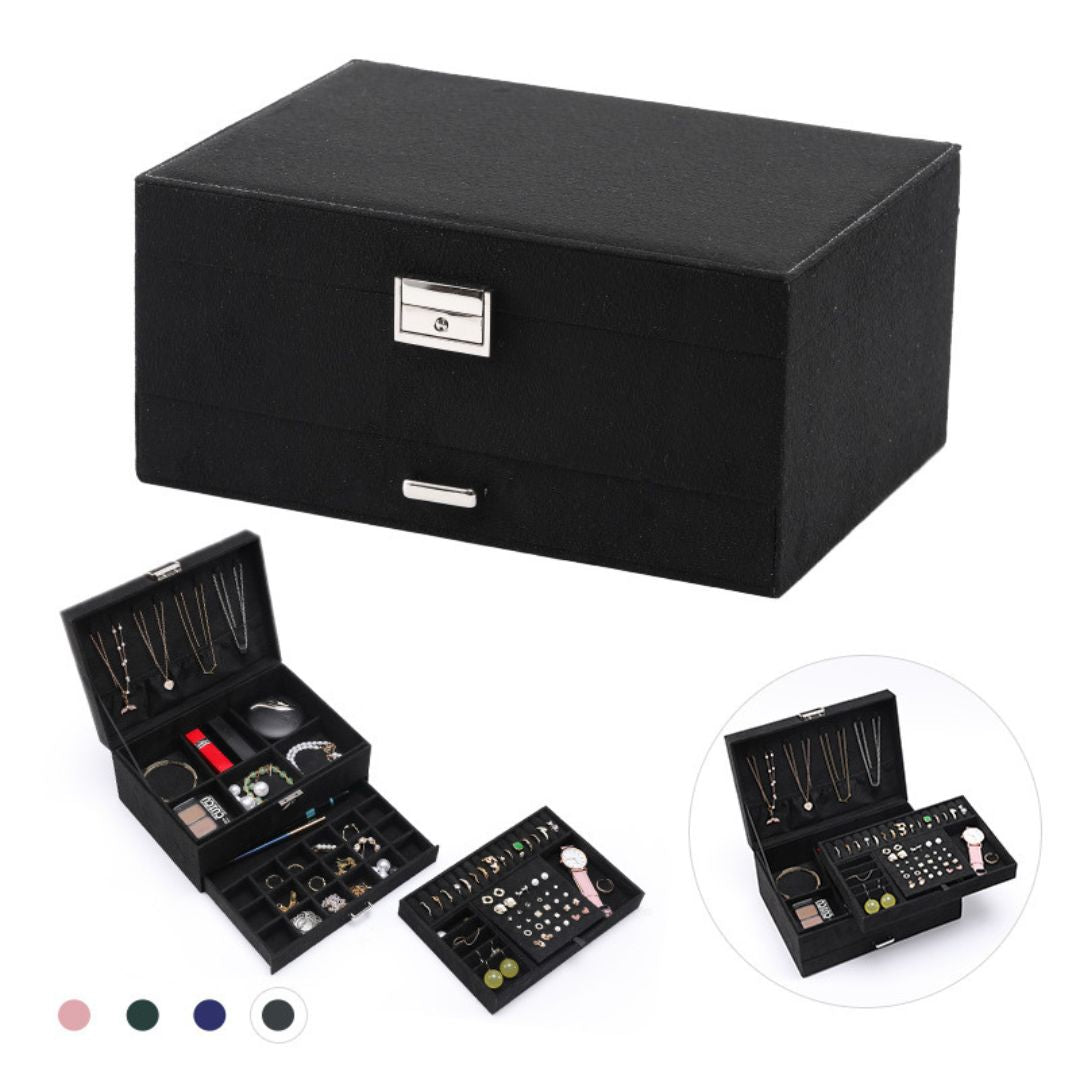Women's Velvet Jewelry Box Organizer with Lock SKU 21066