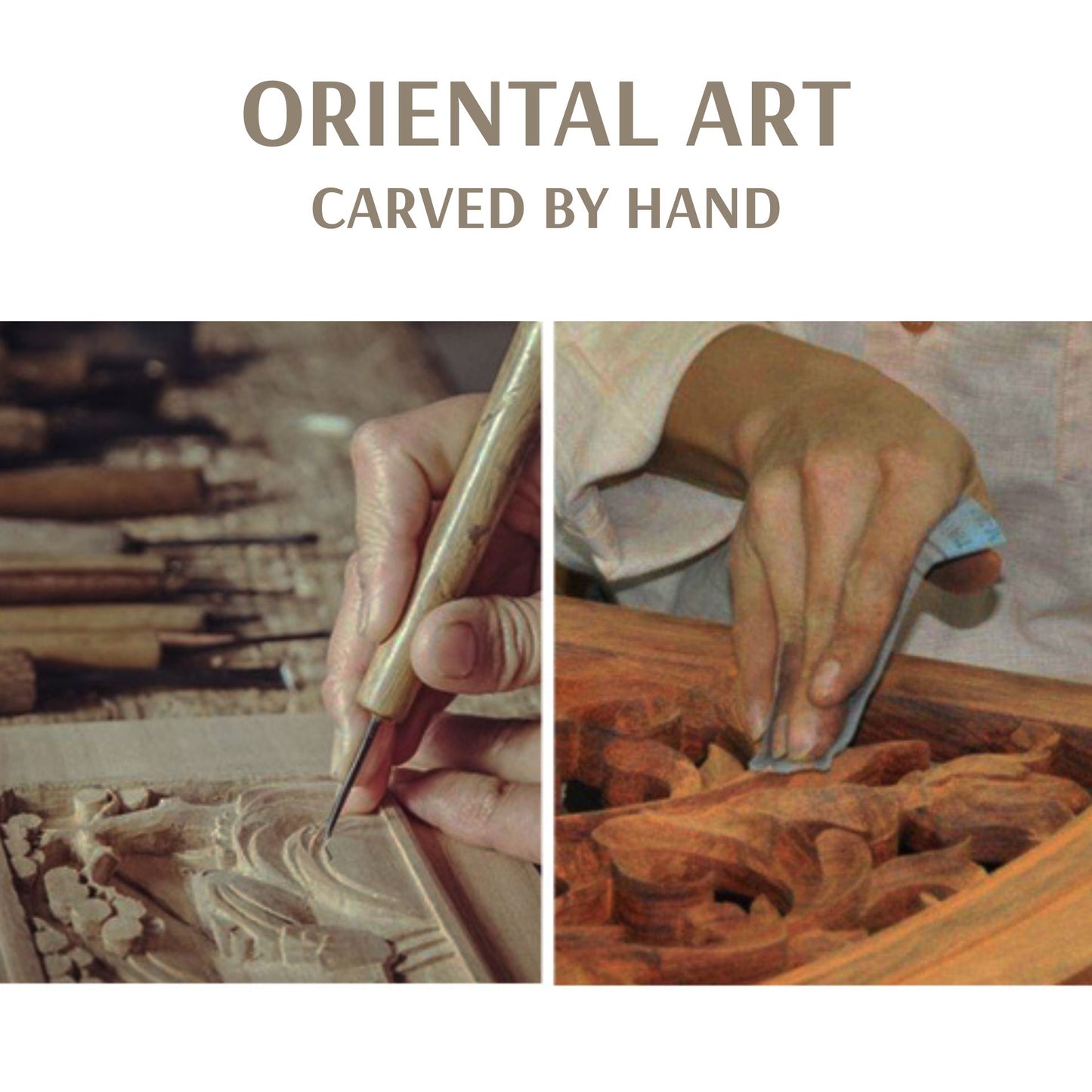 Oriental Wooden Jewelry Box with Relief Carving SKU21144