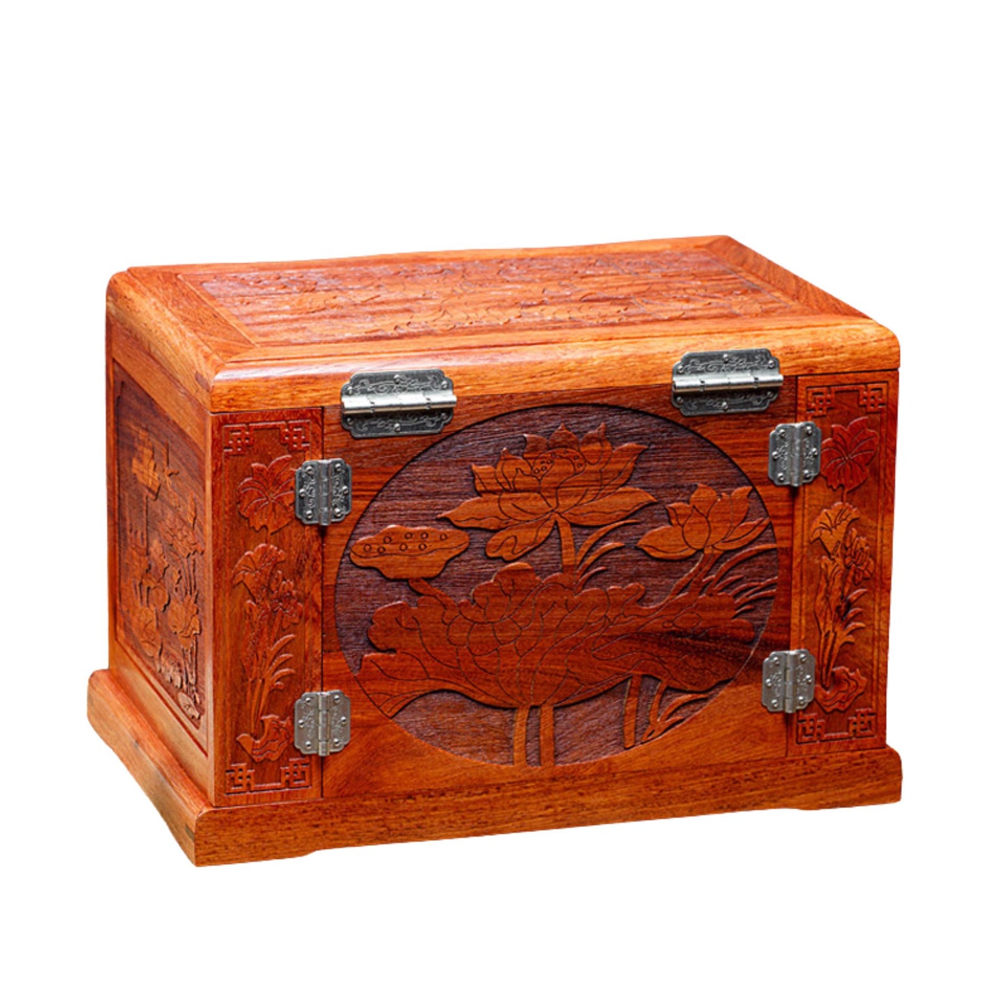 Oriental Wooden Jewelry Box with Relief Carving SKU21144