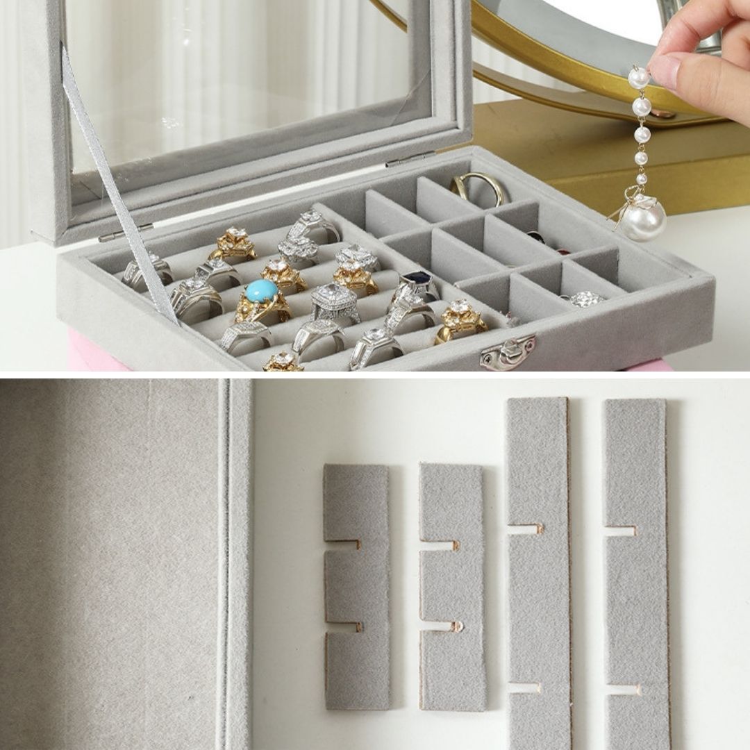 Portable Velvet Jewelry Box Organizer for Women SKU 21074