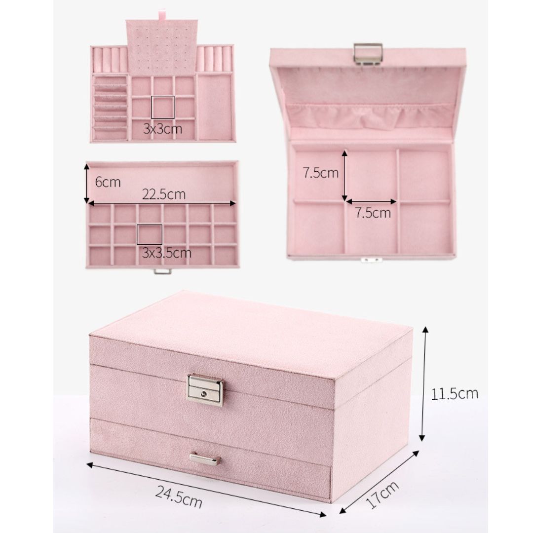 Women's Velvet Jewelry Box Organizer with Lock SKU 21066