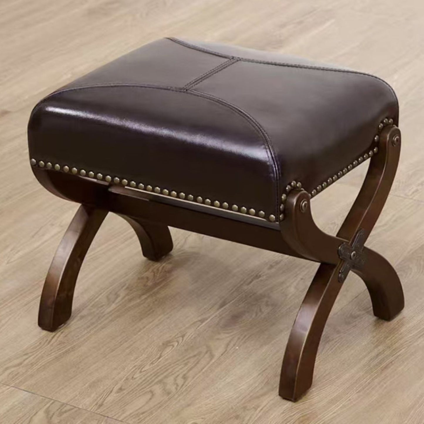 Solid Wood Upholstered Accent Stool Ottoman SKU 52006