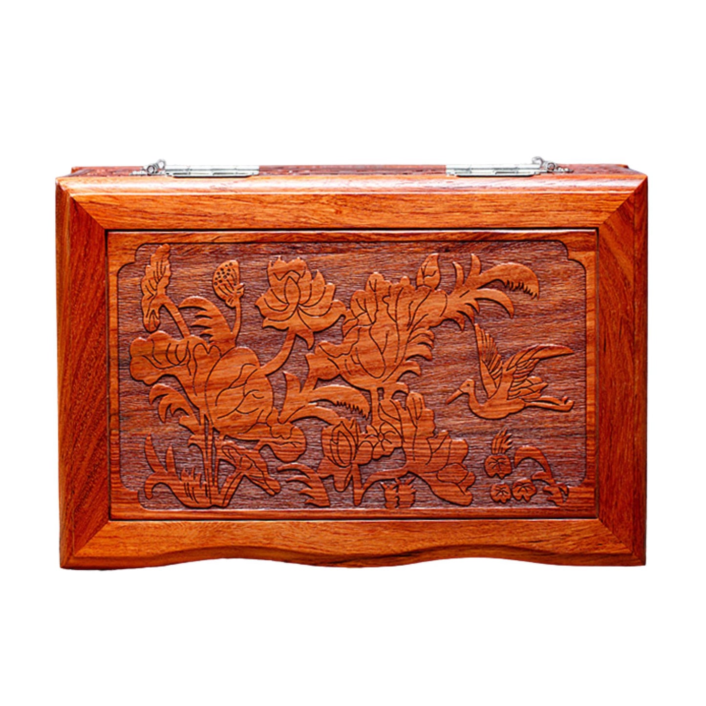 Oriental Wooden Jewelry Box with Relief Carving SKU21144