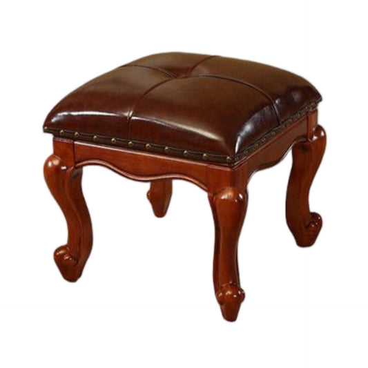 Square Wooden Upholstered Accent Stool Ottoman SKU 52007