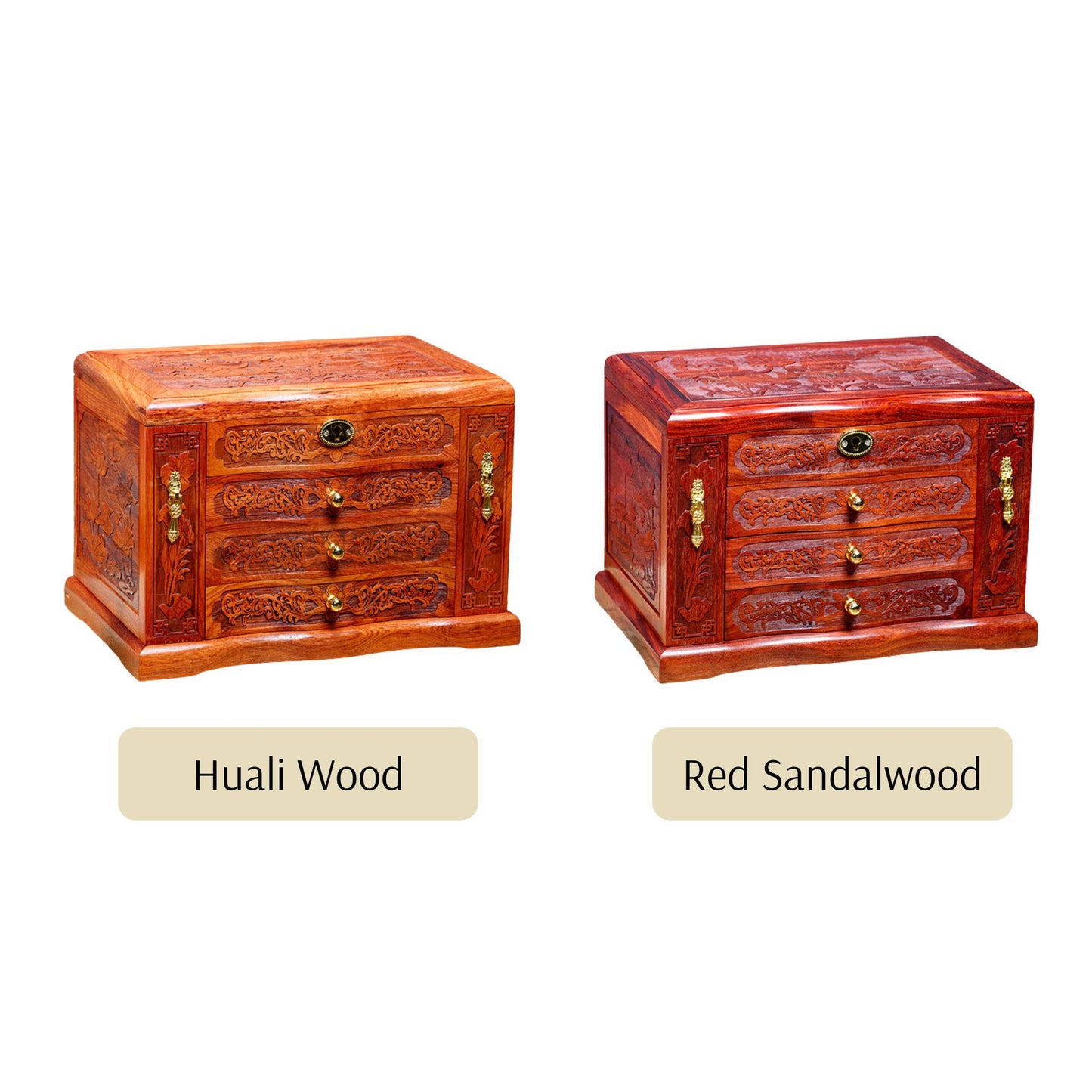 Oriental Wooden Jewelry Box with Relief Carving SKU21144
