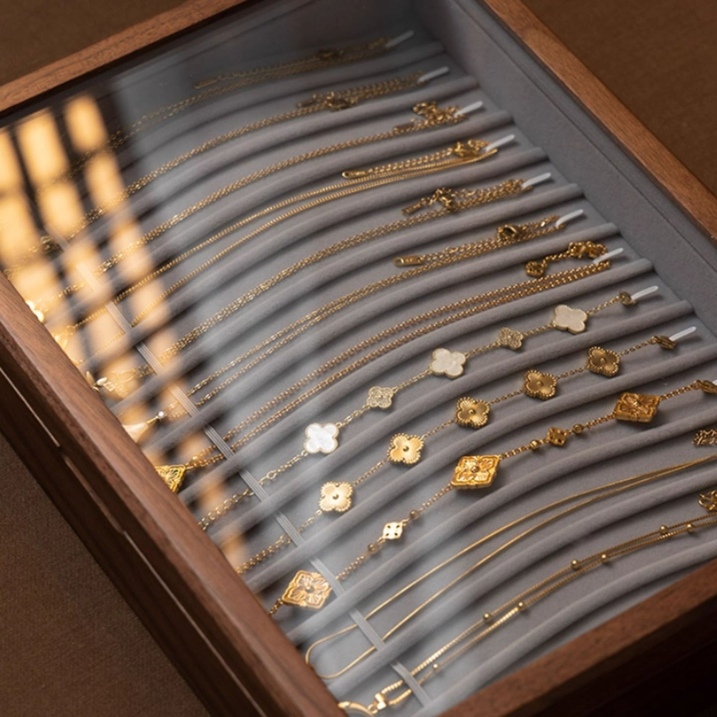 Solid Walnut Jewelry Box for Necklaces SKU 21171