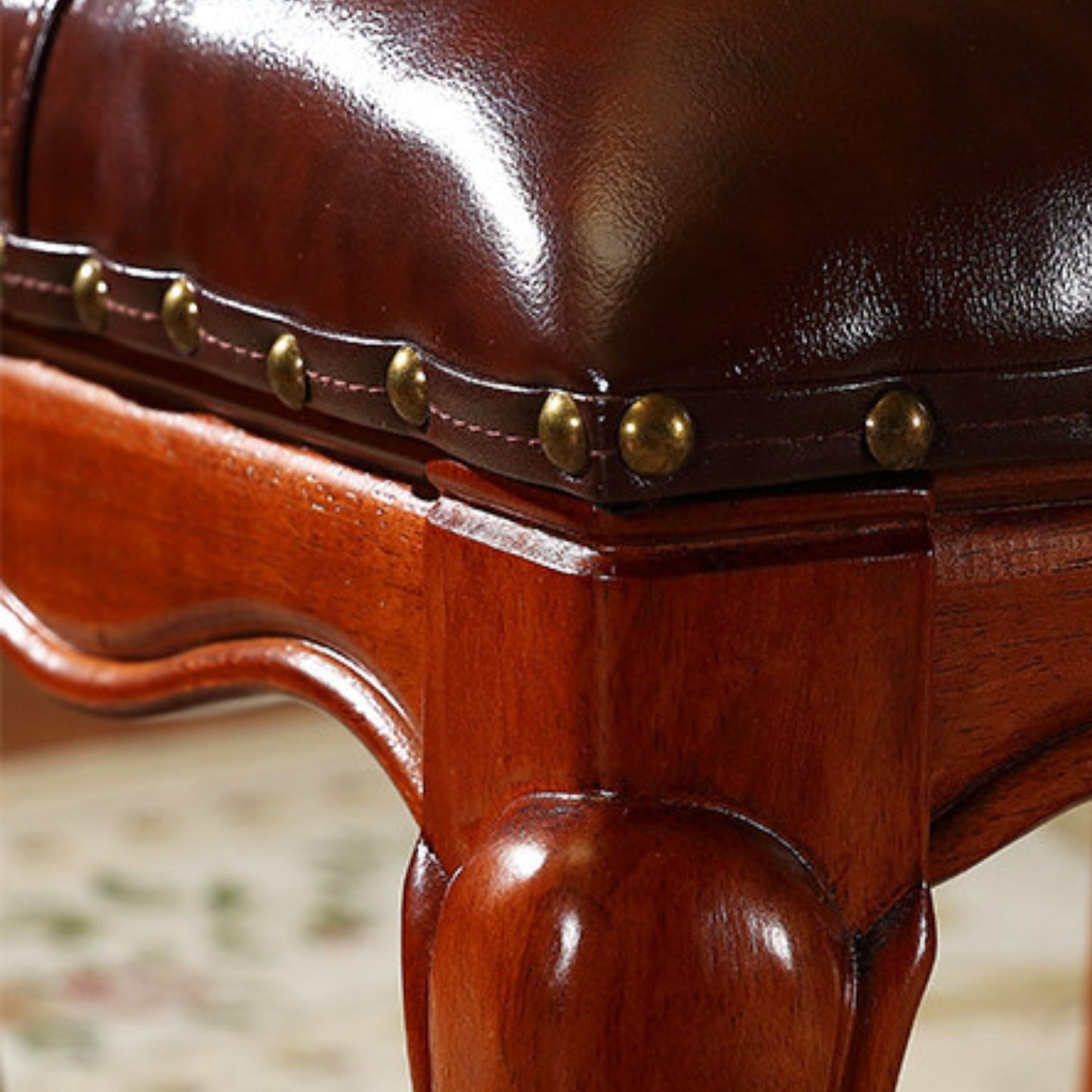 Square Wooden Upholstered Accent Stool Ottoman SKU 52007