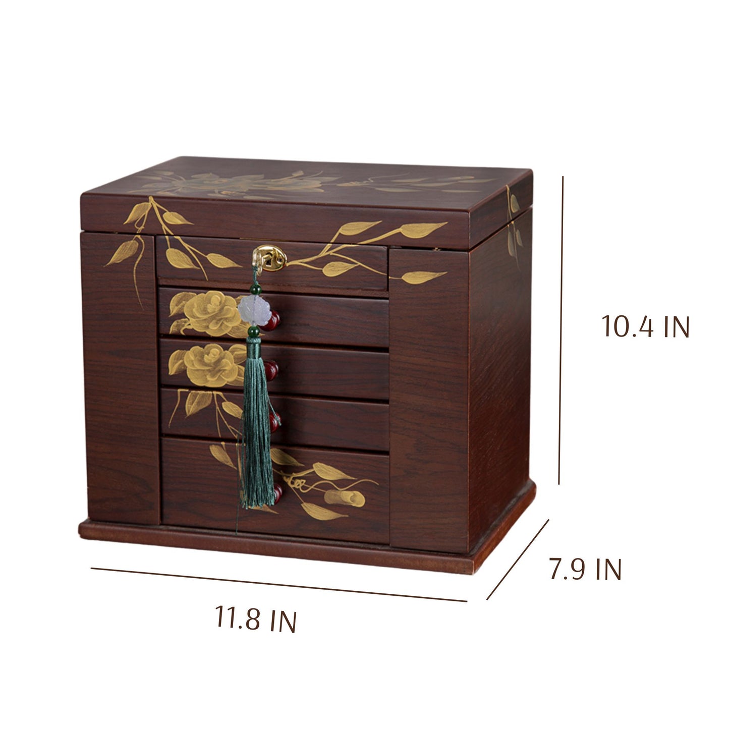 Large Wooden Jewelry Box with Hand Painted Decoration SKU 21145