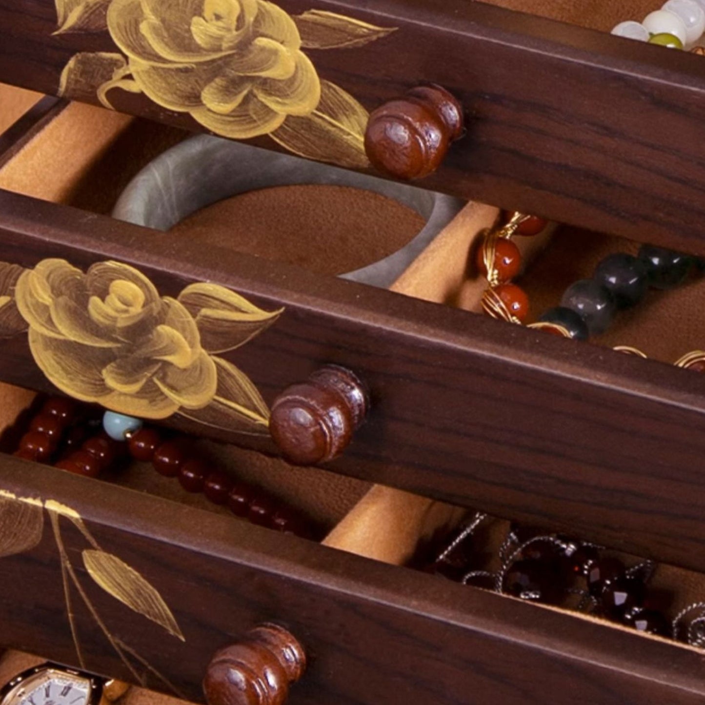 Large Wooden Jewelry Box with Hand Painted Decoration SKU 21145