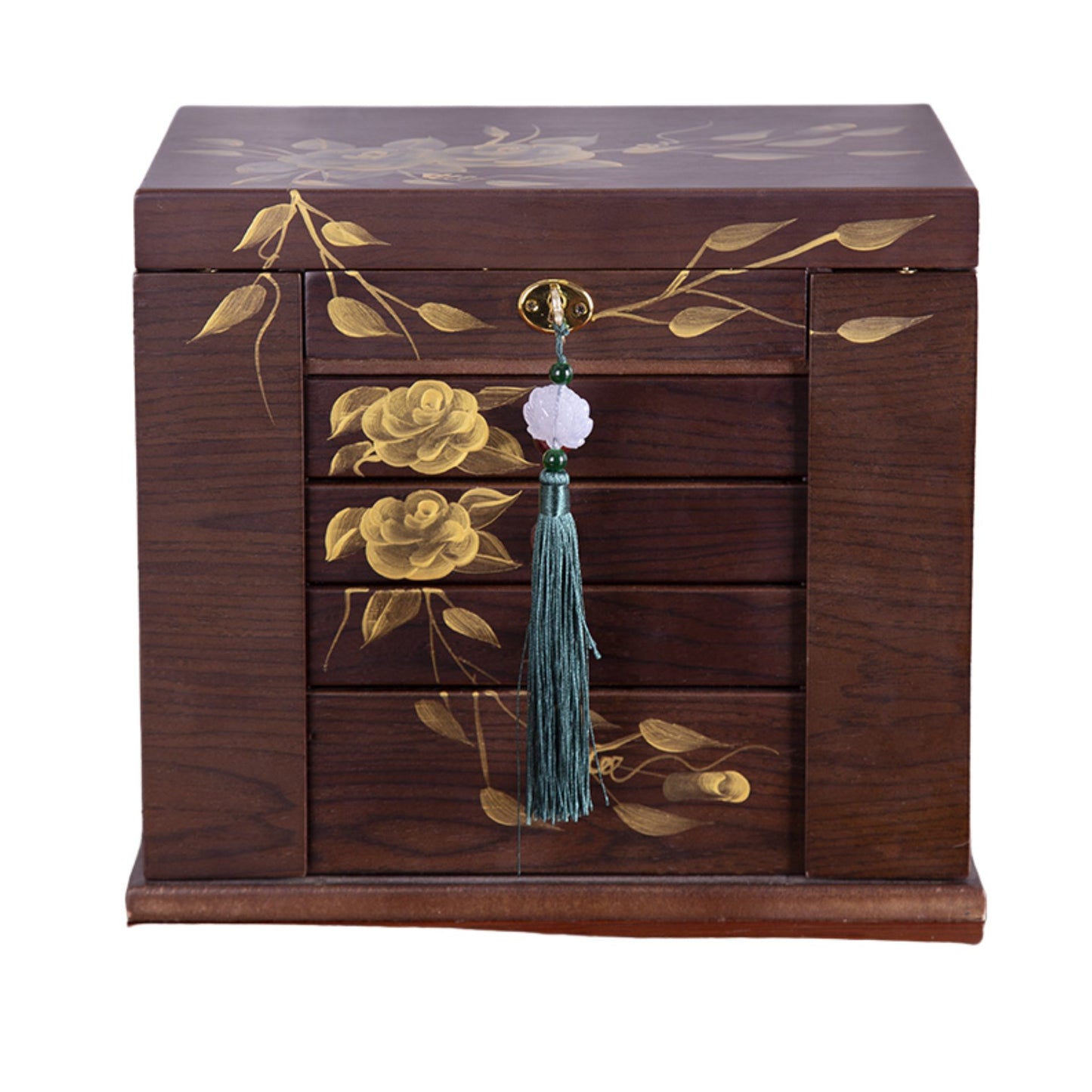 Large Wooden Jewelry Box with Hand Painted Decoration SKU 21145