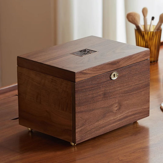 Large Solid Walnut Wood Jewelry Box with Drawers SKU 21138
