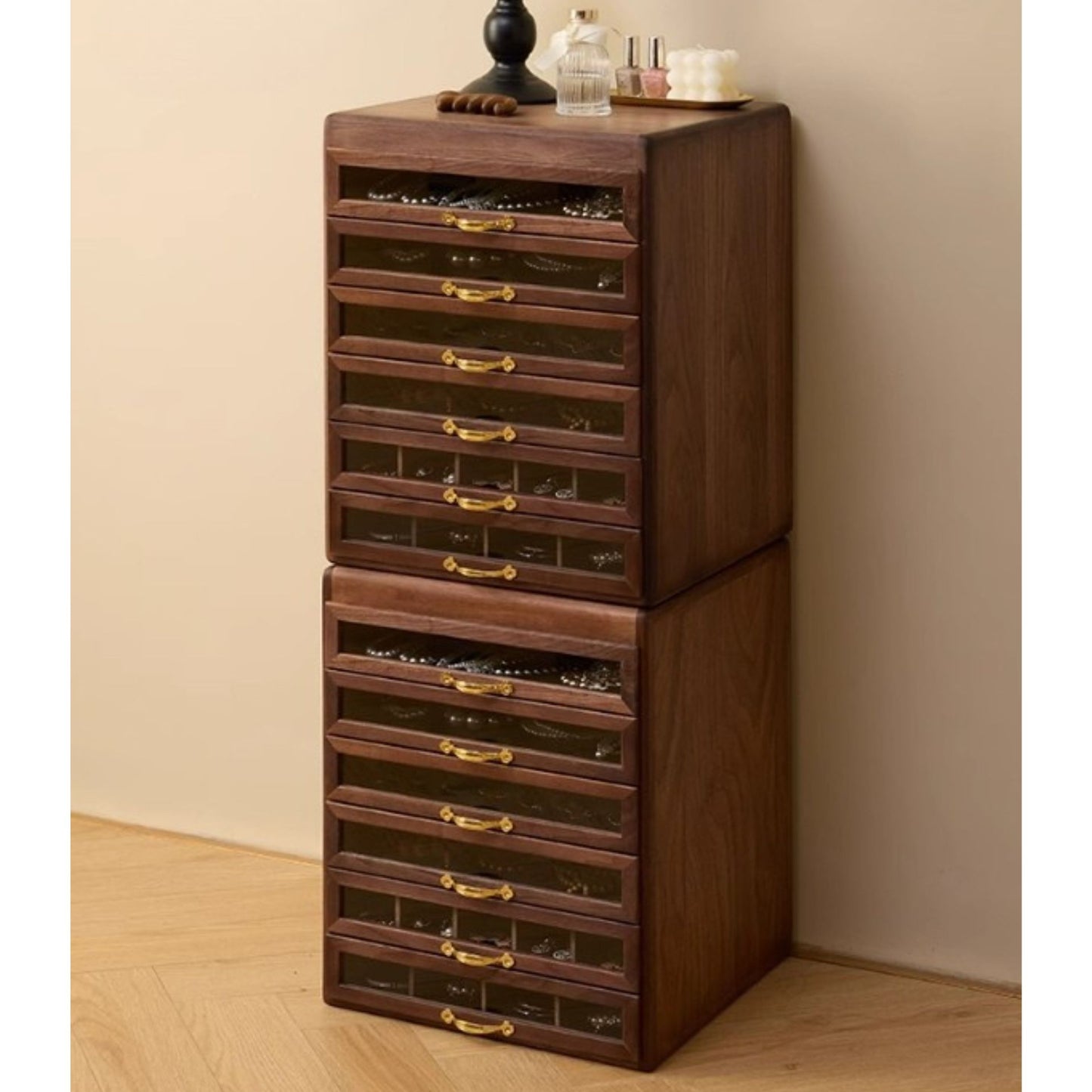 Large Wooden Jewelry Organizer with Drawers SKU 21146