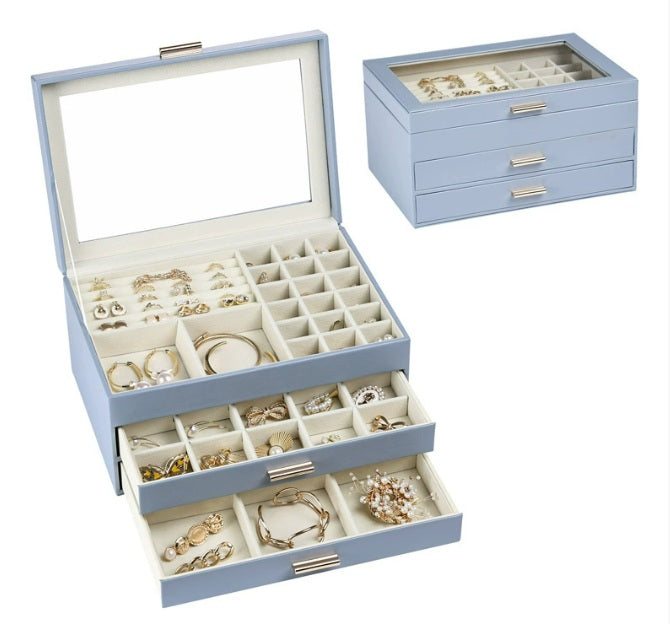 Leather Jewelry Box with Two Drawers for Women SKU 21092
