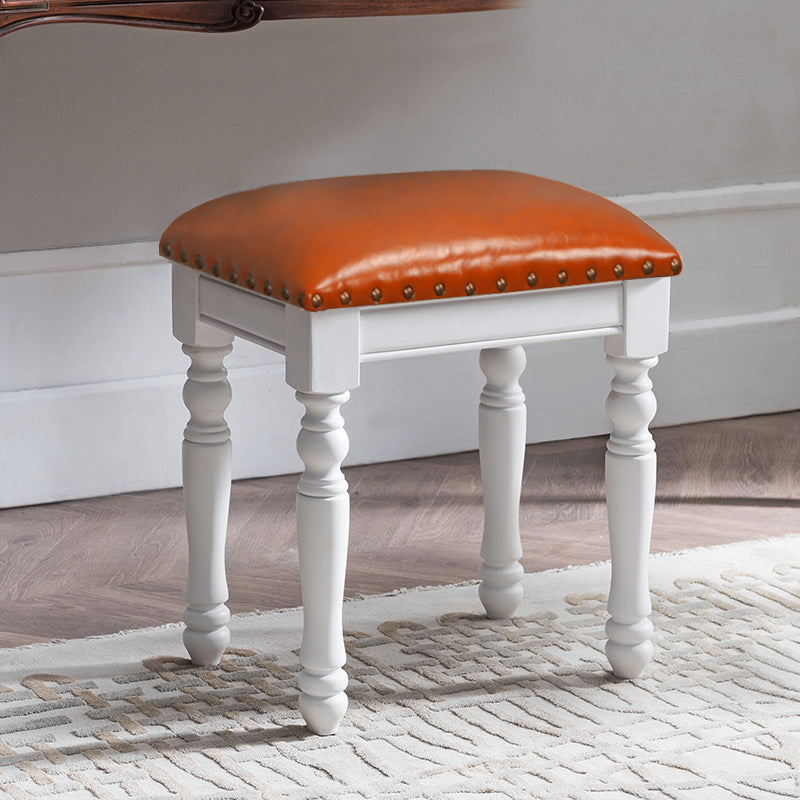 Solid Wood Upholstered Accent Stool Ottoman SKU 52012