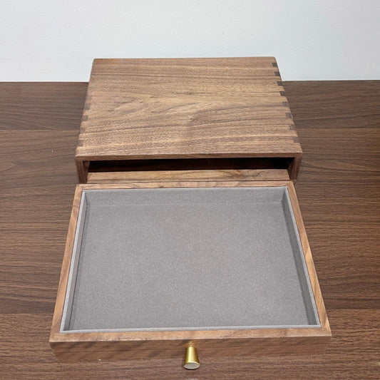 Solid Walnut Wood Jewelry Box with Drawer SKU 21178