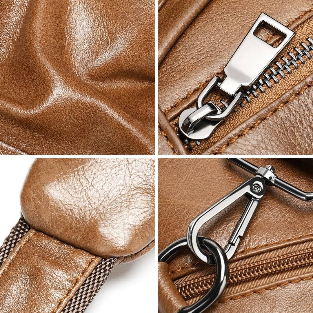 Leather Sling Crossbody Chest Bag for Men 82029